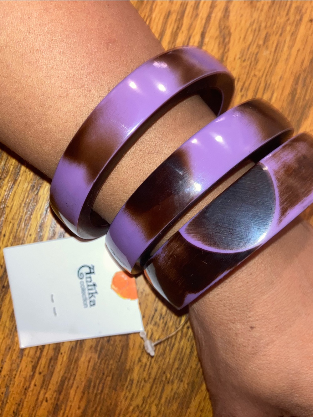 Antika Craft Bracelets Set of 3 Marbled Purple & Brown - NWT